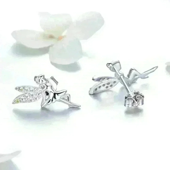💎Dainty White CZ Sweet Wing Fairies Stud Earrings for Women, GPMB1441 - Picture 4 of 5